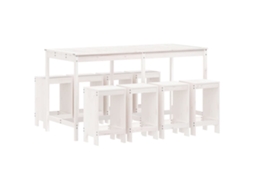 9 Pcs Conjunto de Bar para Jardim Pinho Maciço Branco MAISON EXCLUSIVE