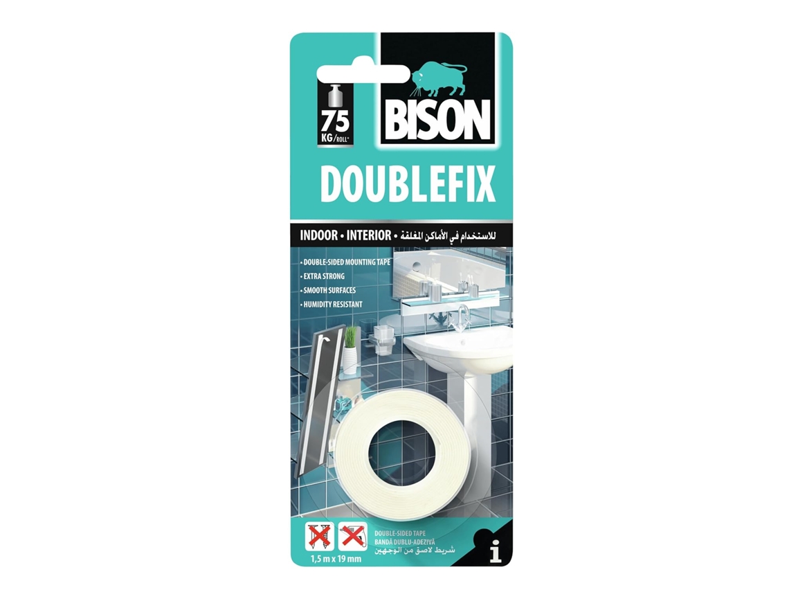 Adesivo Bison Ruban Dupla Face 1,5 Mx 19 Mm Jusqu'à 75 Kg Resistente
