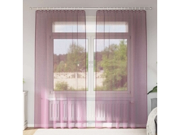 Vidaxl Cortinas De Voile Com Bolsos Para Varão 2 Pcs Roxo