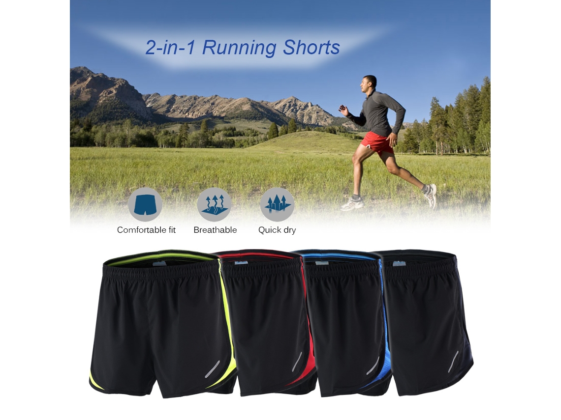 Shorts de Corrida Business 2 em 1 de secagem rápida para treino e maratona