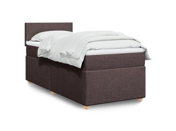 Vidaxl Cama Com Molas/colchão 80x200 Cm Tecido Castanho-escuro