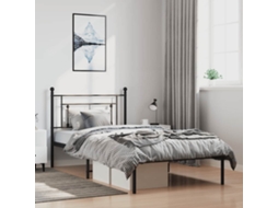 Vidaxl Estrutura De Cama Com Cabeceira 100x200 Cm Metal Preto