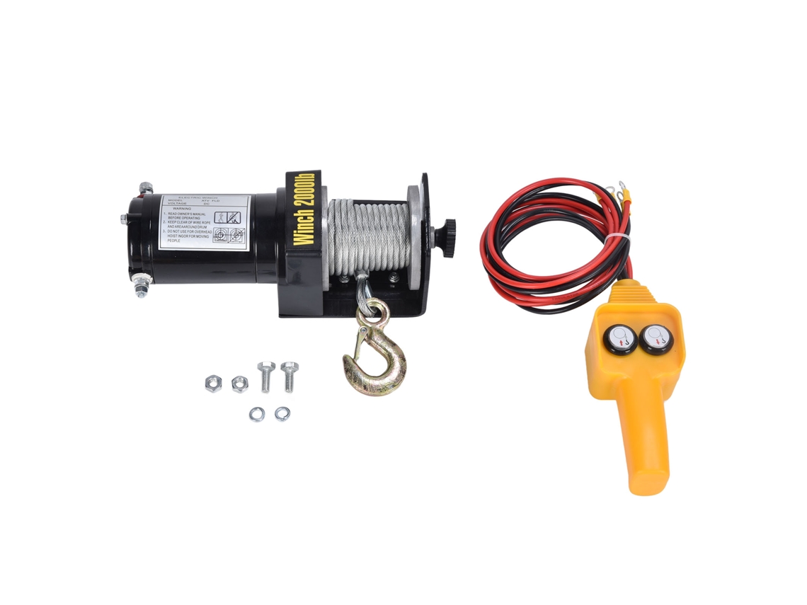 Guindaste Elétrico 12v 2000lbs Com Cabo De Aço