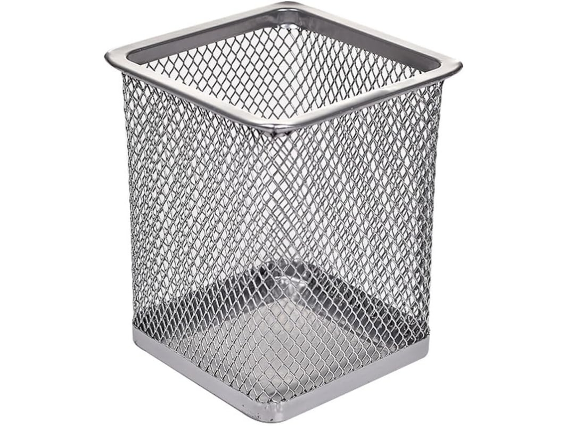 Porta-lápis de metal Suwiaklall em tecido, formato redondo/quadrado, para mesa, artigos de papelaria, organizador de escritório.