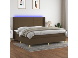 Vidaxl Cama Box Spring C/ Colchão/led 200x200cm Tecido Castanho-escuro