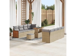Vidaxl Conjunto De Sofá De Jardim 12 Pcs Bege E Cinza Claro Vime Pe