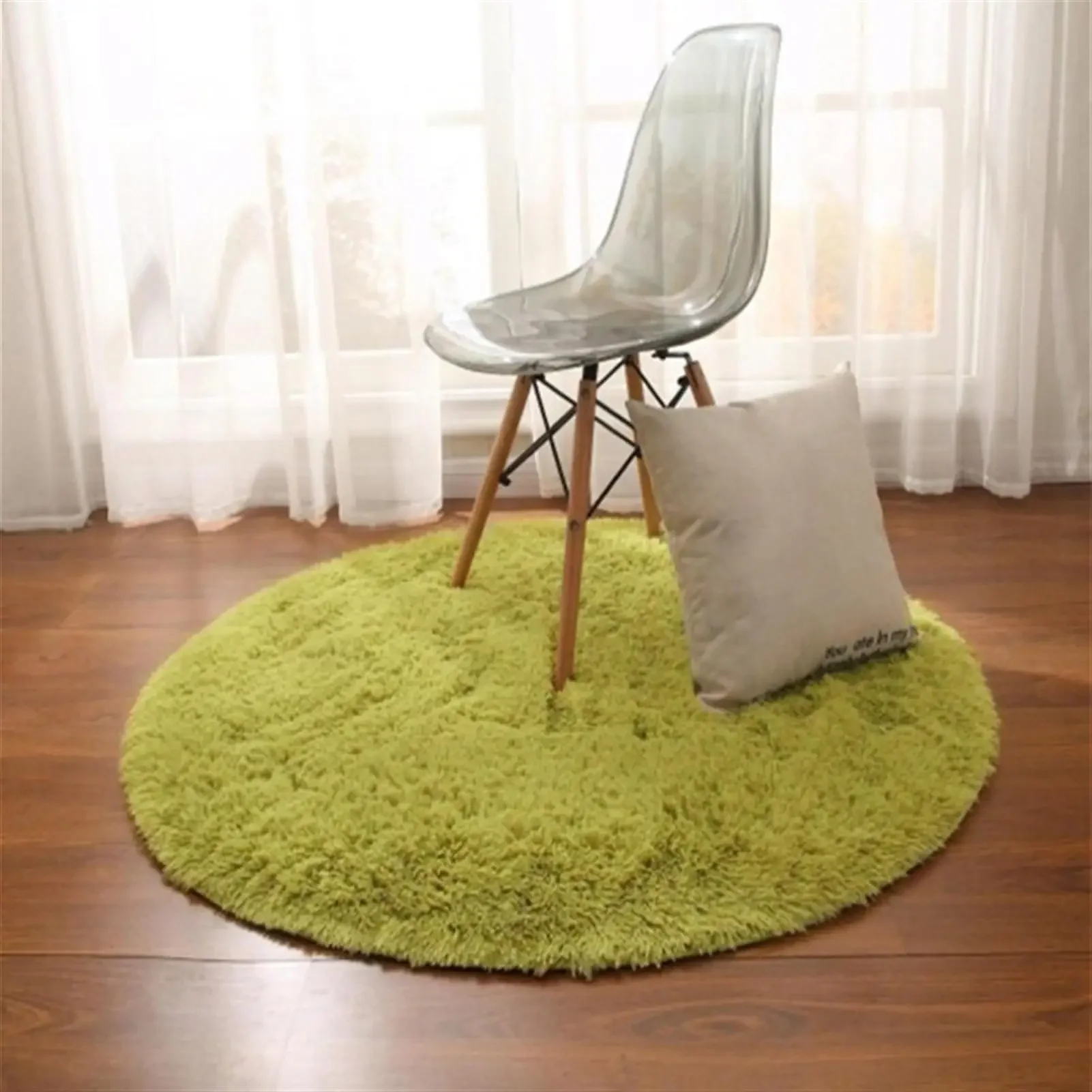 Tapete Redondo De Pelúcia Macio E Confortável (verde, 100x100 Cm).