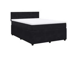 Cama com Molas/colchão 140x190 Cm Veludo Preto MAISON EXCLUSIVE