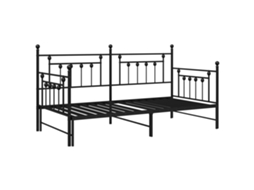 Conjunto 1 Estrutura De Cama De Dia Vidaxl Preto Aço Revestido A Pó (90 X 200 Cm)