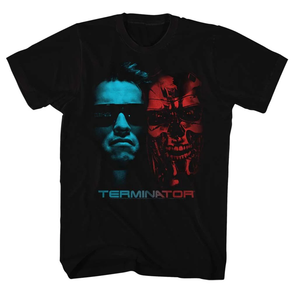 Unisex Adult T-shirt Rockinstone Terminator Face Off Black Sizexxl