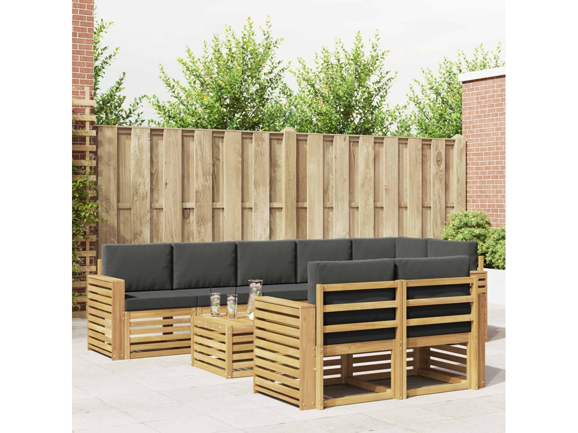 Vidaxl Conjunto De Sofás Para Exterior 9 Unid. Branco E Antracite