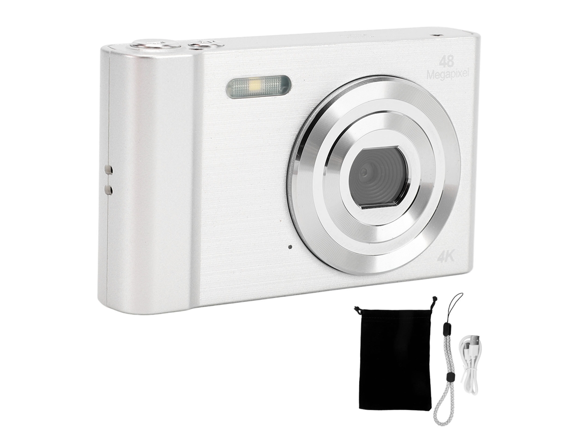 4k Digital Camera For Teens Kids 48mp 1080p Hd 2.4 Inch Ips Screen 16x Digital Zoom Pocket Compact Camera For Photography Travel Vlogging Silver