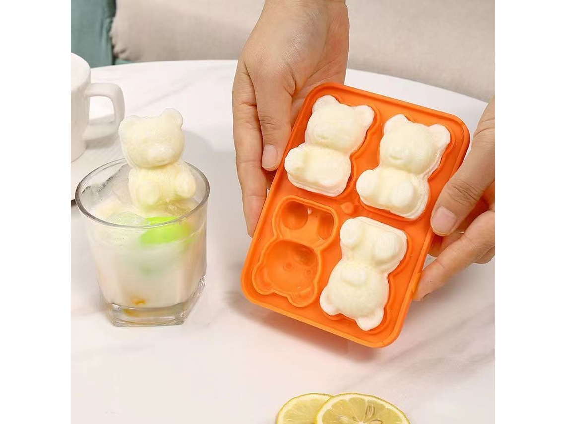 1 Molde De Gelo Em Forma Urso, Grade De Gelo Silicone, Para Uso Doméstico, Internet, Vidro Vermelho