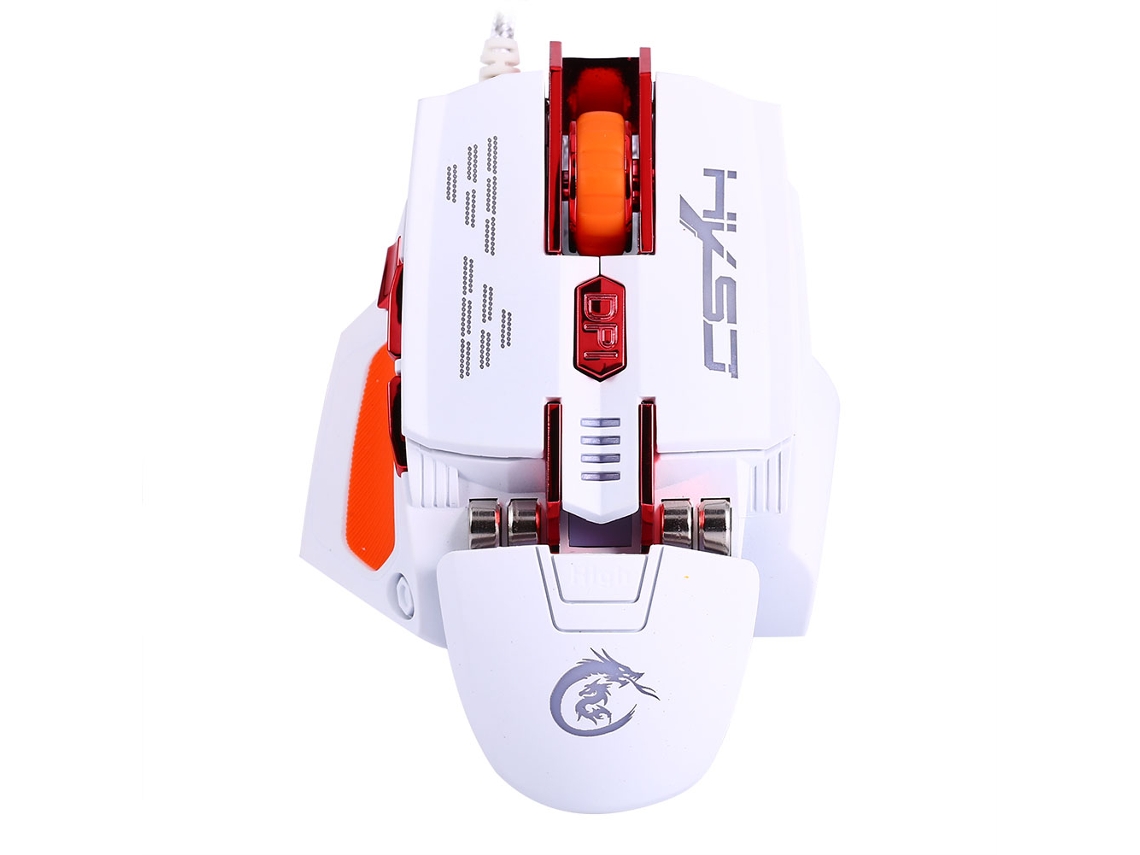 Mouse Gamer Com Fio Usb 4000 Dpi Óptico Para Notebook E Desktop Branco