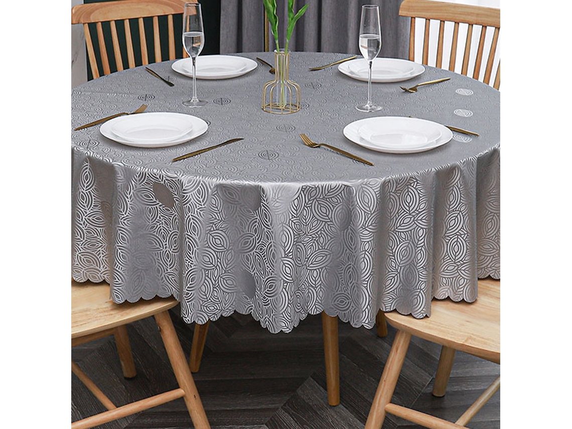Toalha De Mesa Redonda Jacquard, Toalha De Microfibra Impermeável, Para Interior E Exterior