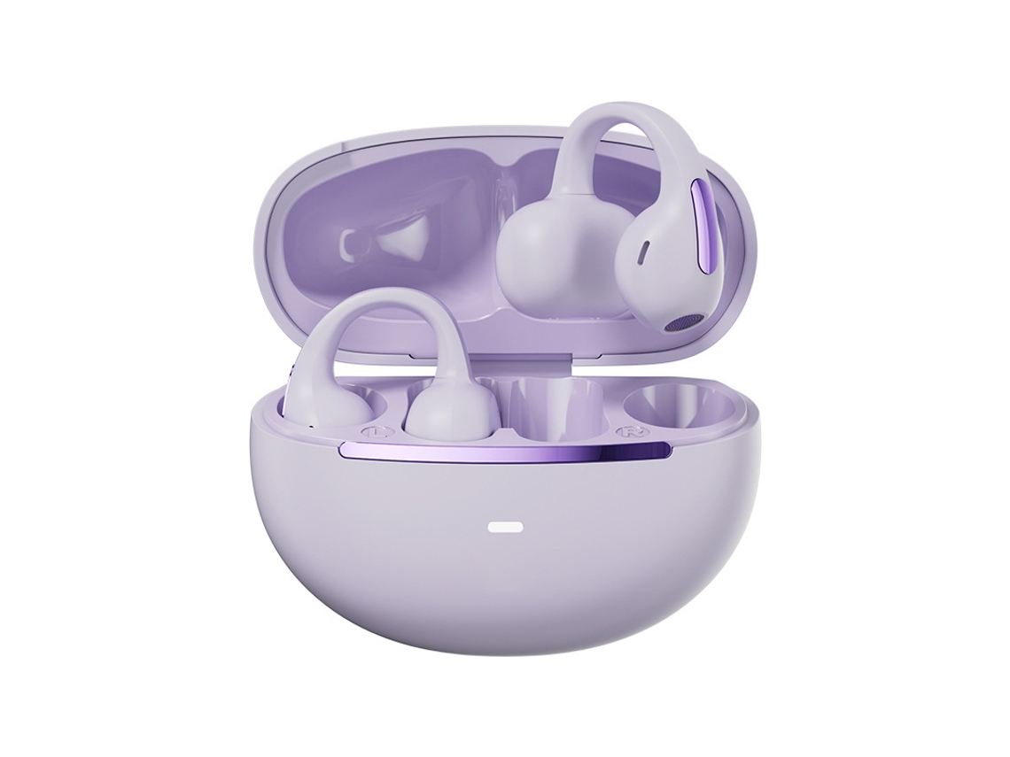 Fones De Ouvido Bluetooth Novo, Alto Som, Clip Auricular, Sem Insersão, Cor Roxa Sfushos
