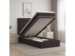 Vidaxl Cama Ottoman Com Colchão E Led Marrom Escuro 100 X 200 Cm