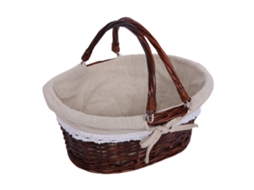 Carrinho de piquenique de rattan pequeno, artesanal, castanho, para atividades ao ar livre LAXISCREED