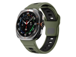 Bracelete Silicone com Listras Horizontais e Fivela Reversa Verde exército e Preto para Samsung Galaxy Watch Ultra 47mm XIAOMOYU