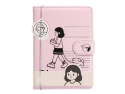 Caderno A5 Scrapbook Feminino Rosa Pu com Fecho Magnético Cartoon