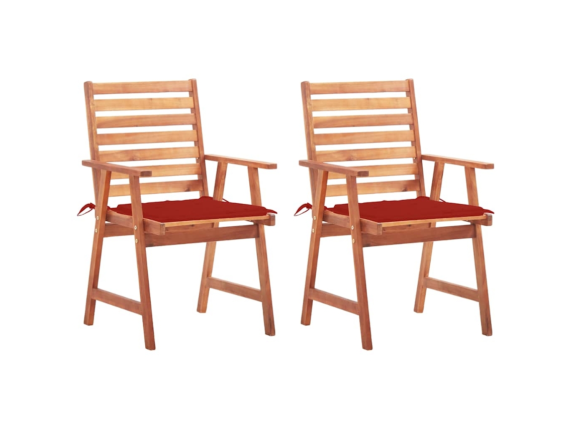 Vidaxl Cadeiras De Jantar P/ Jardim 2 Pcs C/ Almofadões Acácia Maciça