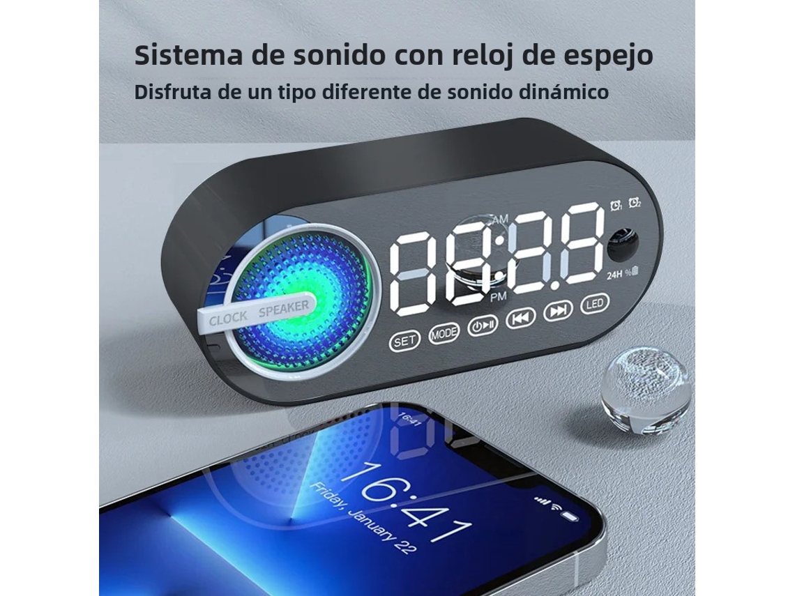 Rádio Relógio Despertador Recarregável com Alto falante Bluetooth MDUG (preto)