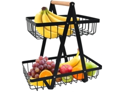 Cesto De Frutas E Pão De 2 Níveis, Suporte De Armazenamento De Cozinha Removível Para Frutas E Vegetais