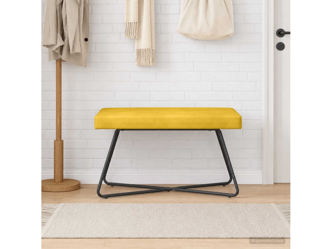 Vidaxl Banco Amarelo 80 X 40 X 45 Cm Veludo