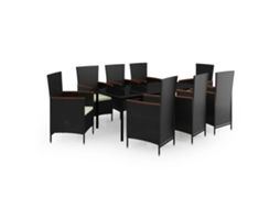 Garden Dining Set, Garden Dining Sets Vidaxl Preto Rattan / Vime (200 Cm Table Length)