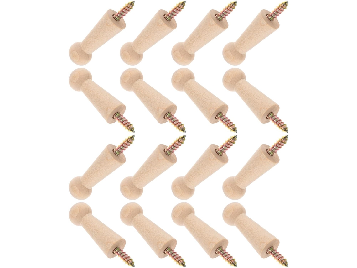 Ganchos De Rosca M4 Em Faia Sem Pintura, Conjunto De 16 Unidades Para Cabides E