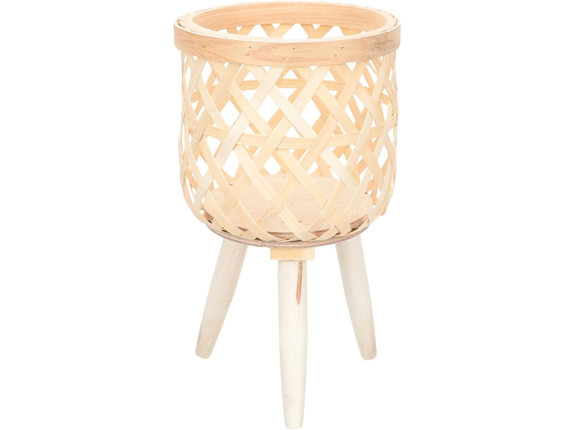 Cesta De Flores De Bambu E Madeira Patas, Estilo Nórdico