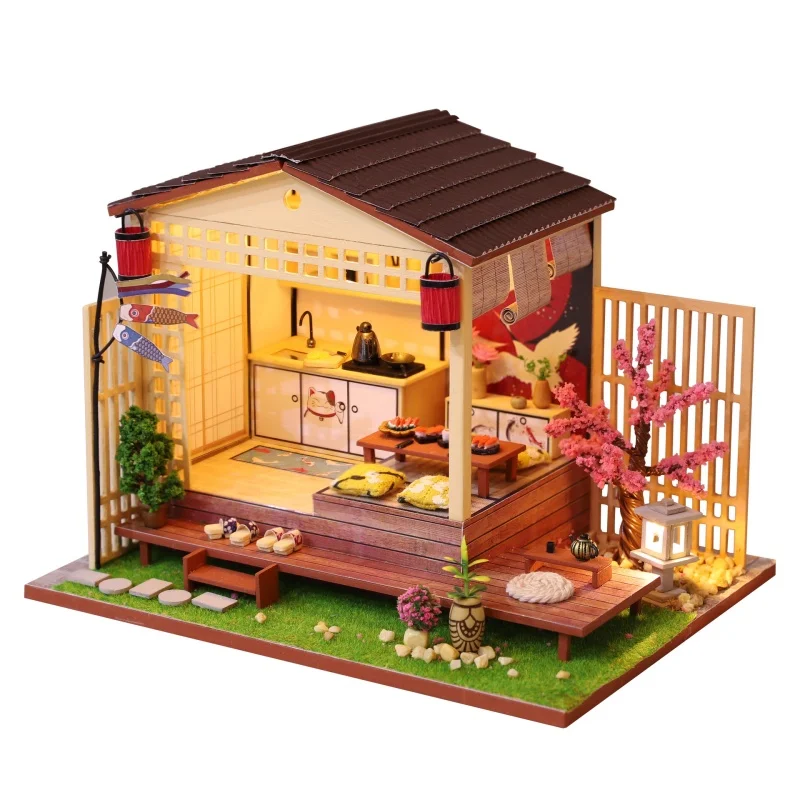 Kit para Montar Casa em Miniatura de Madeira Estilo Chalé de Cerejeira Montagem Manual MDUG