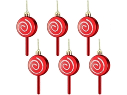 Pacote Com 6 Enfeites De Doces De Natal Pirulitos Enfeites De Natal Divertidos Com Glitter 6 Peças Vermelho Olysi Shop