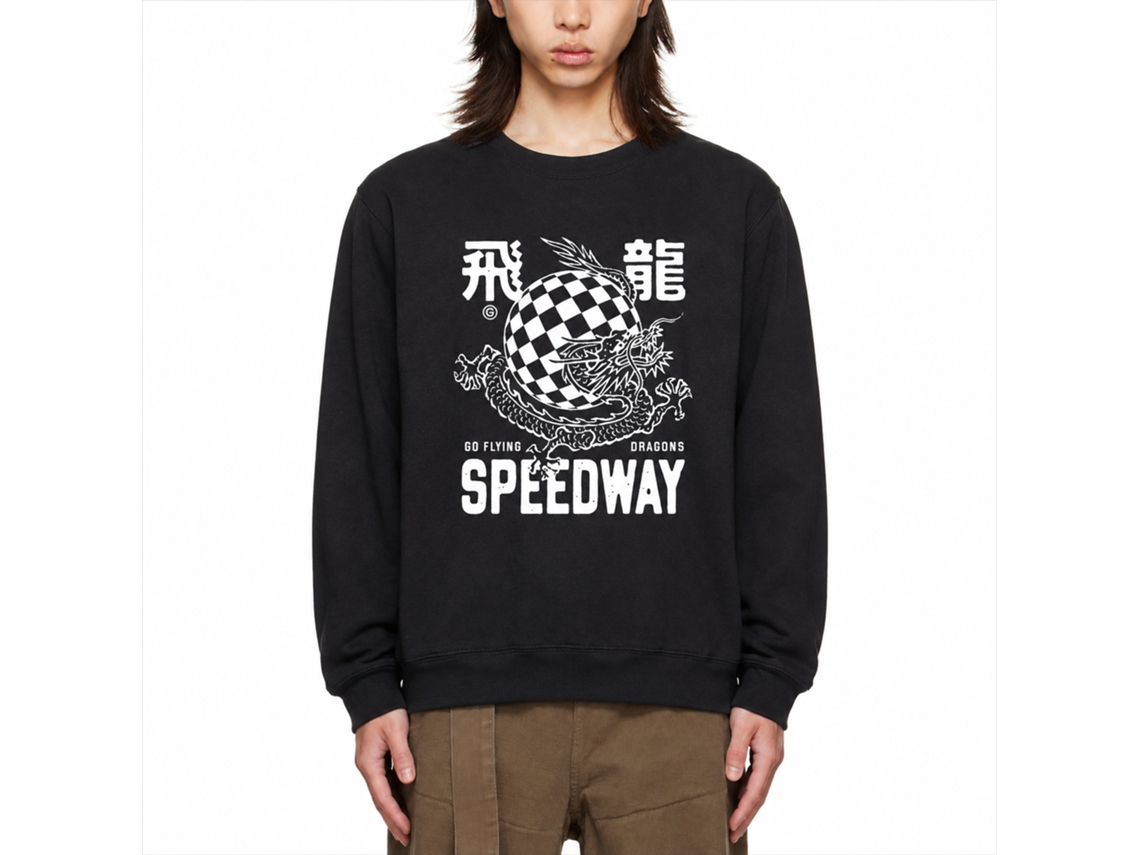 Rockinstone Flying Dragons Black Sweatshirt Unique Designer Style