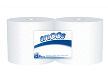 Rolo Papel Limpeza / Bobine Industrial Amoos (Pasta Virgem) Fl Dupla 23cm (570mts) 2 Rolos (J625701.2)              Venda Multiplos: 1 Unid.