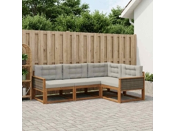 Vidaxl Conjunto De Sofás Para Exterior 4 Unid. Natural E Cinza Claro