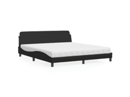Vidaxl Cama Com Colchão Dover 180x200 Cm Couro Artificial Preto