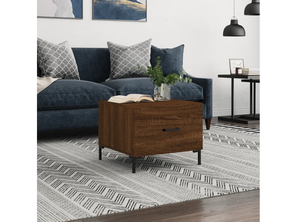 Vidaxl Mesa De Centro 50x50x40 Cm Derivados Madeira Carvalho Castanho