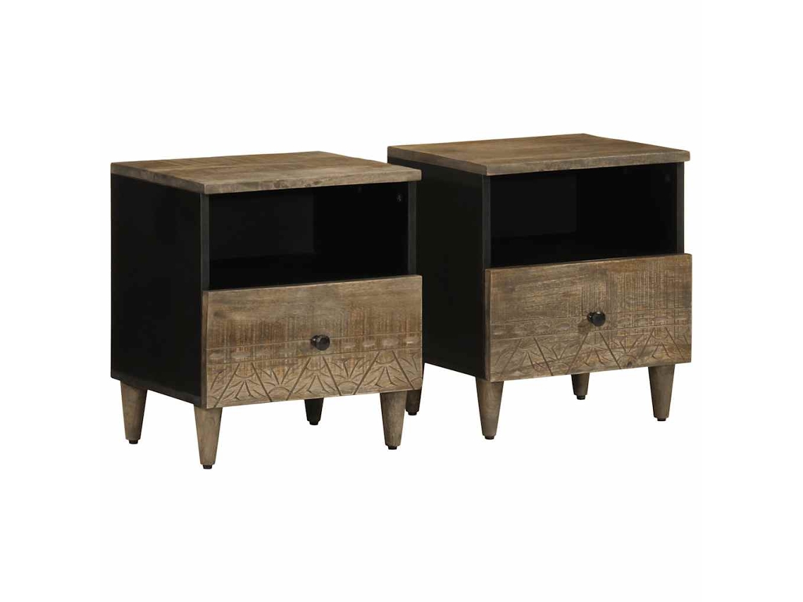 Bedside Cabinet, Bedside Cabinets Vidaxl Cinzeto Madeira De Mangueira (n/a)