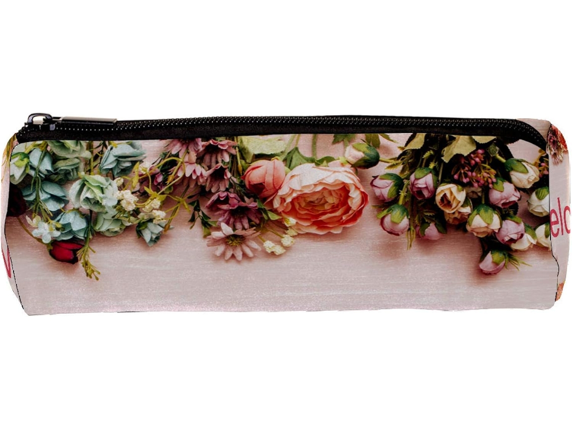 Estojo Lápis Com Desenho Floral Colorido By Boas Vindas, Organizador de Mesa, Estojo Cosmetics Escola E