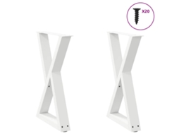 Vidaxl Pés Para Mesa De Jantar 2 Peças, Branco, 60x(72-73,3) Cm, Aço