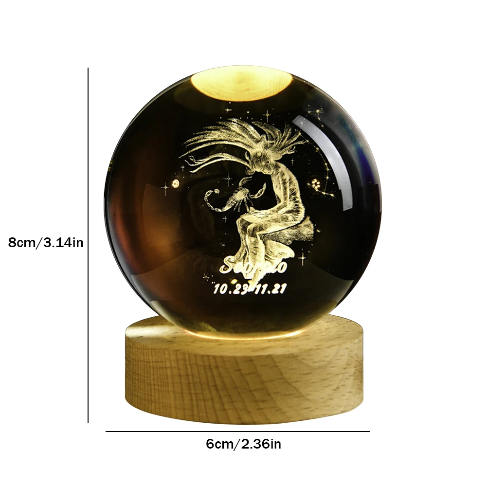 Luminária Noturna Bola de Cristal , Luminária Esculpida em 3d, Decoração para Casa MDUG (luz Fria)