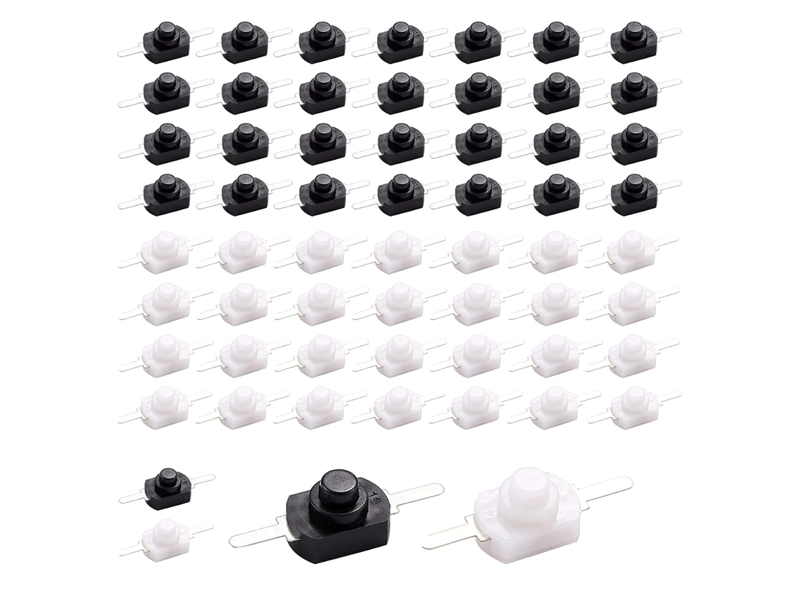 Push Button Switch Self-lock 2 Pin Mini On/off Switch For Flashlight Smd Type Light Lamp Wall Socket Dc 30v 1a (30pcs White + 30pc