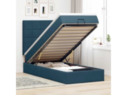 Vidaxl Estrutura Cama Otomana Colchões 80x200 Cm Veludo Azul Escuro