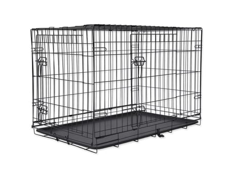 Gaiola dobrável de luxo para cães, tamanho L, com duas portas, dimensões 91 × 56 × 63 cm