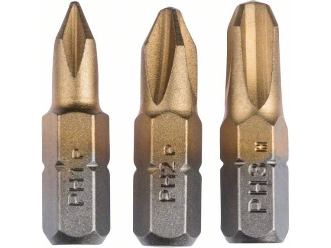 Conjunto de 3 Pontas Aparafusadoras BOSCH em Titânio (Ph)