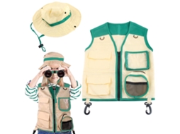 Mali kit Traje Explorador Infantil com Colete e Chapéu Aventura Outdoor Cosplay Menino Menina