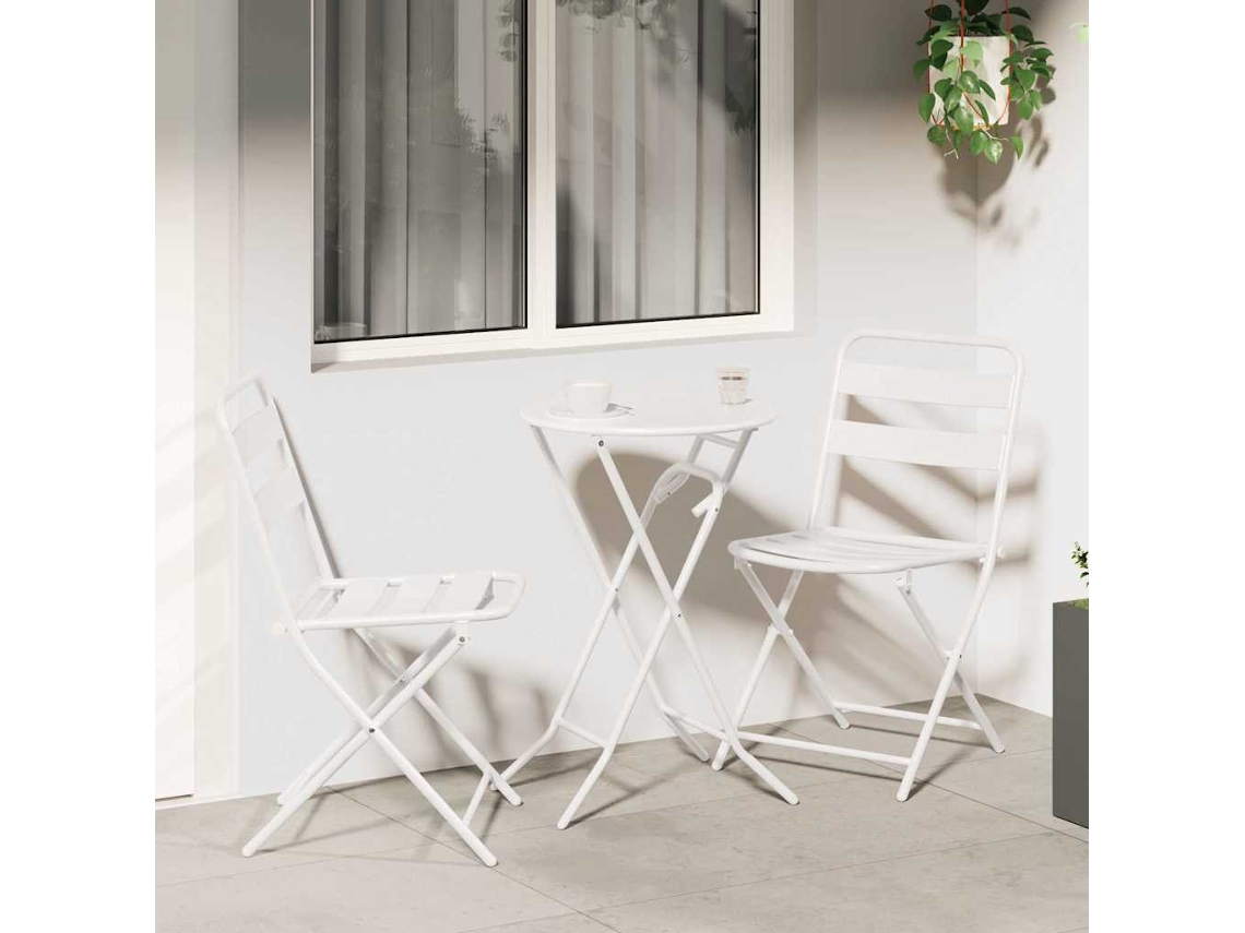 Vidaxl Conjunto Bistro De Jardim 3 Unid. Branco Aço