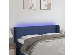 Vidaxl Cabeceira De Cama C/ Luzes Led Tecido 147x16x78/88 Cm Azul