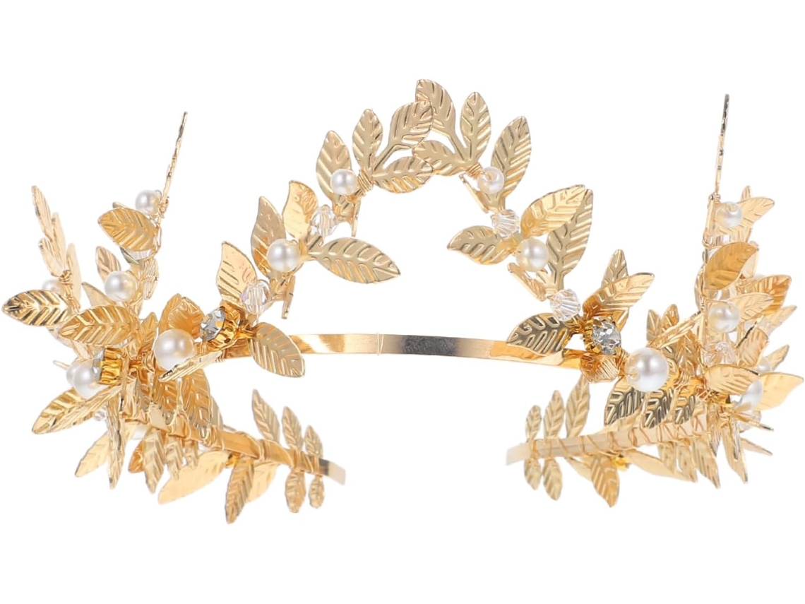 Coroa De Casamento Com Pérolas E Strass, Tiara Elegante, Acessório De Cabelo Feminino, Dourada